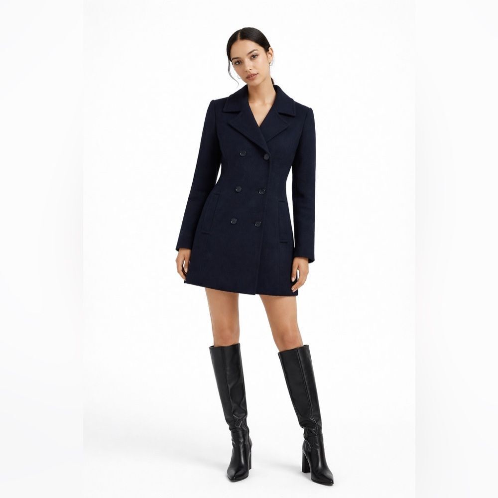 VTG Bromley Collection Women's Wool Pea Coat Size 4 Black double breasted